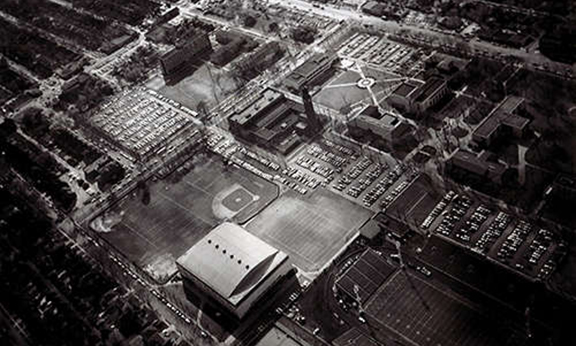 historical aerial view of U of D