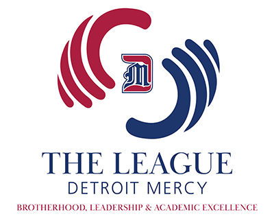 The logo for The League. It has the UDM logo and the following text: Brotherhood, leadership and academic excellence.