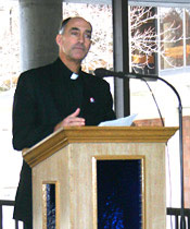 Fr. Stockhausen at UDM Town Hall Meeting