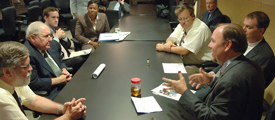 Sen. Levin with bioethanol researchers