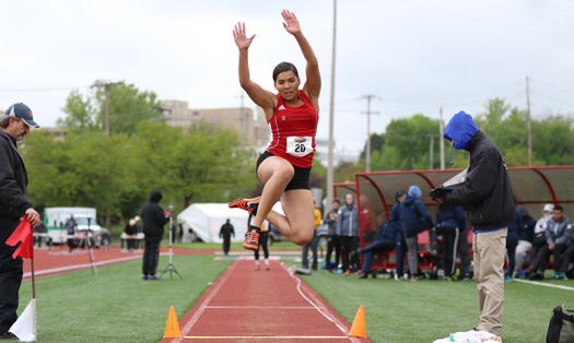 Women's Track and Field athlete at long jump