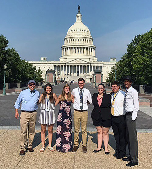 Students in front of Capitol building in Washington D.C. 