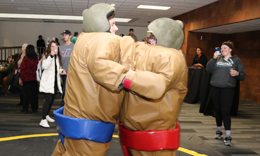 Detroit Mercy students sumo wrestling