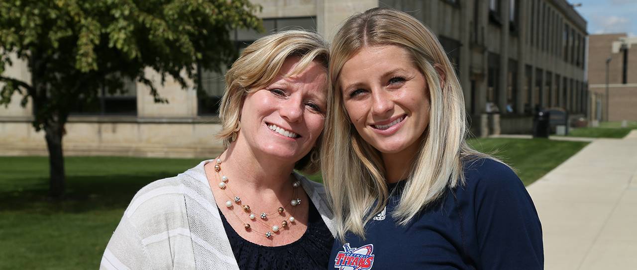 Mother with her student daughter.