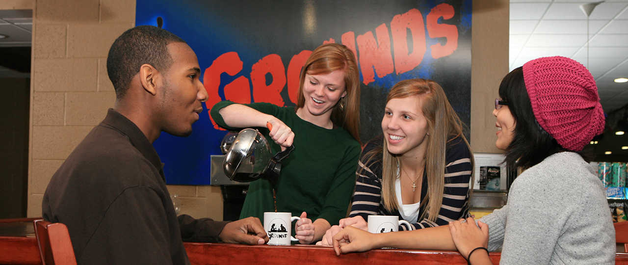 Students at Grounds Coffeehaus.