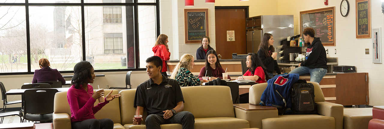 Students having smoothies.