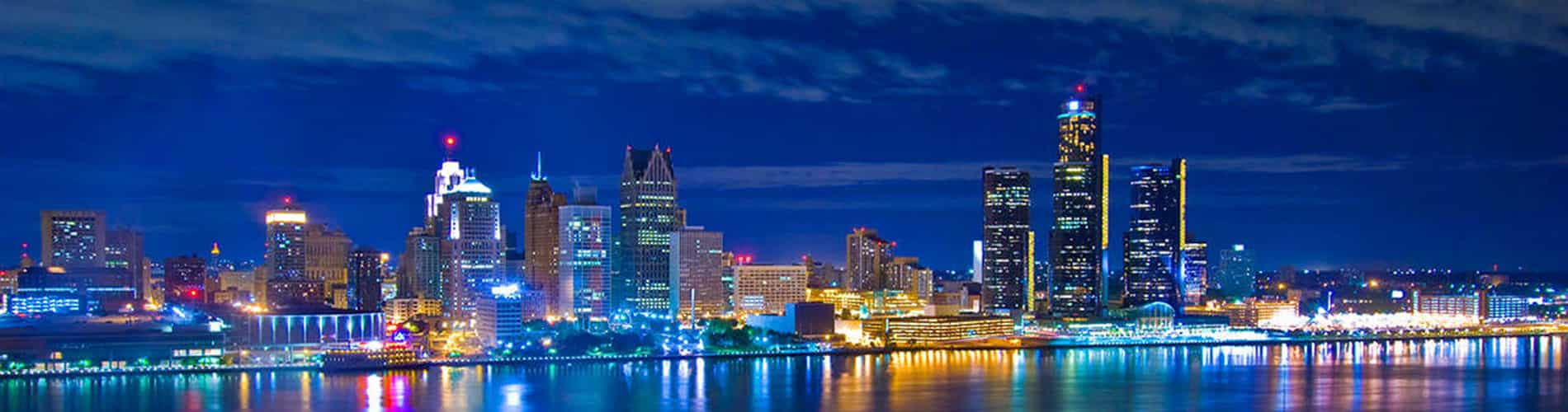 Detroit skyline at night