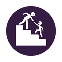 icon of person on steps offering helping hand