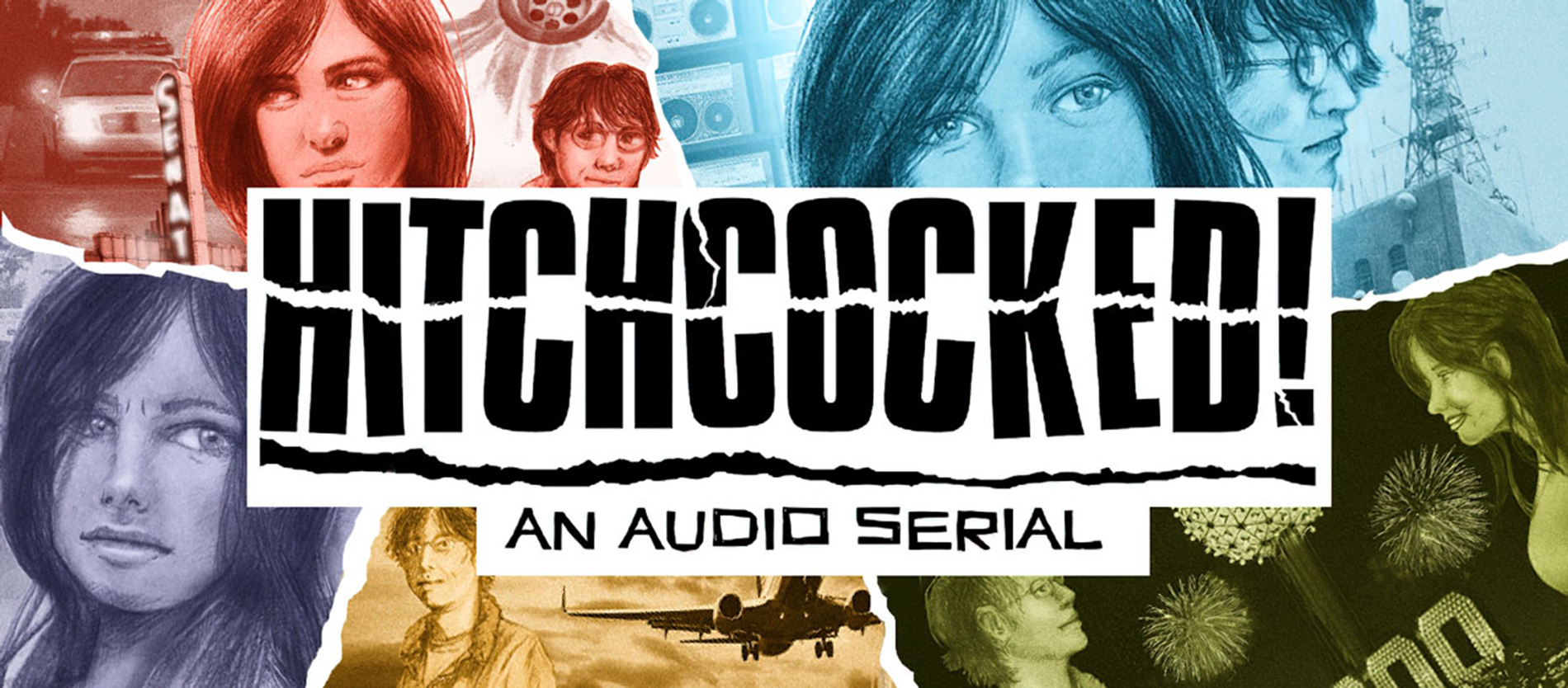 A graphic for Detroit Mercy Theatre Company's production of Hitchcocked! An Audio Serial.