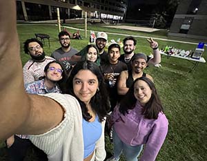 LatinX Student Union members take a selfie at one of their carne asada event.