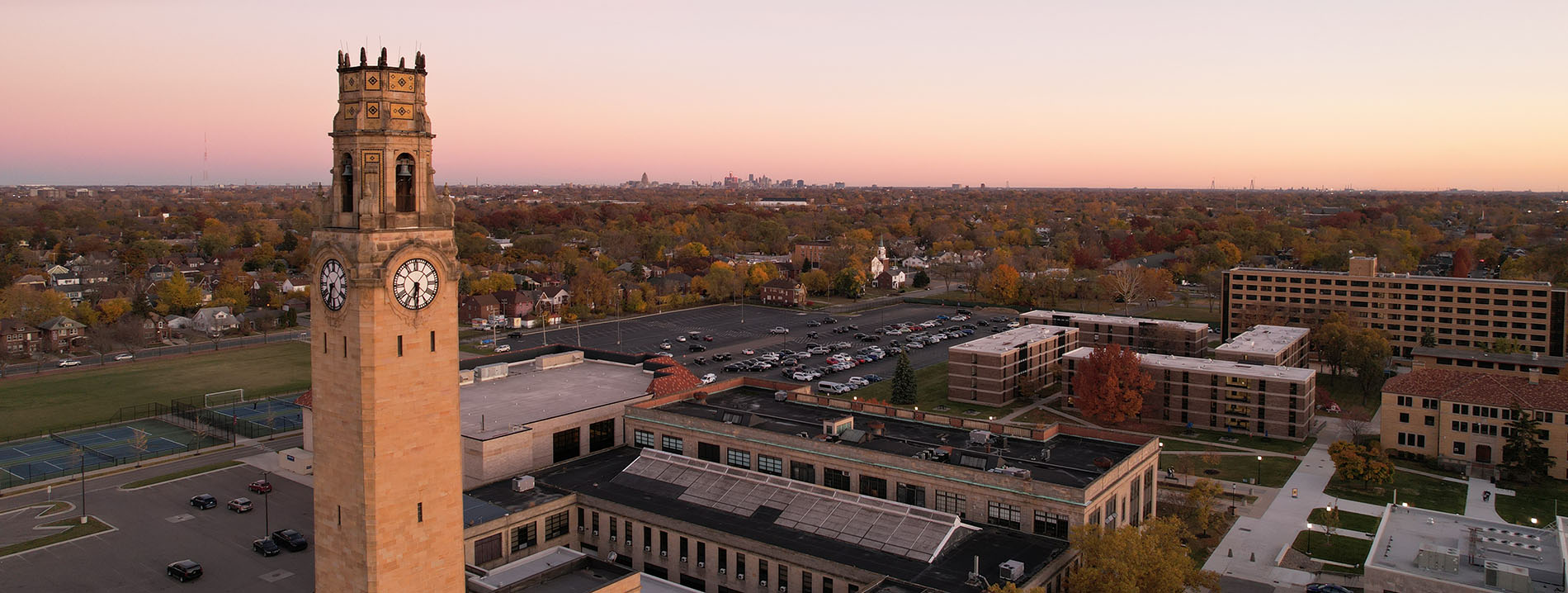 An aerial photograph of UDM's McNichols Campus.