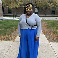 Hailey Ambers poses for a photo on the McNichols Campus.