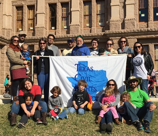 Jim Harrington and several others in a photo outdoors in Texas.