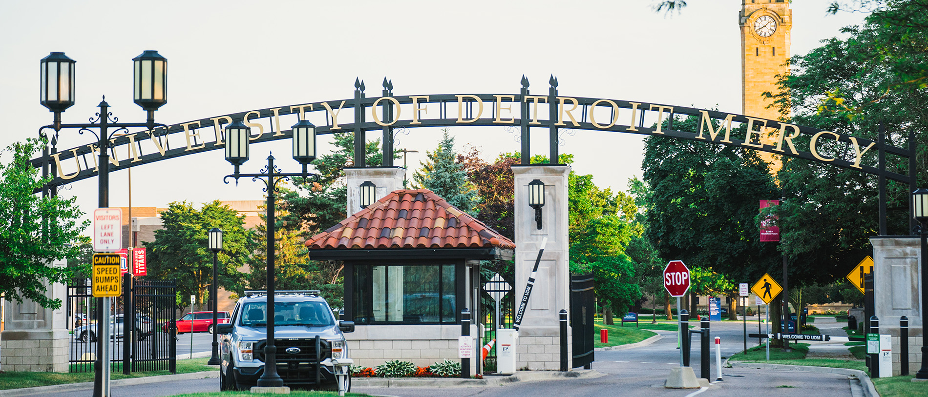 UDM McNichols Campus' front entrance.