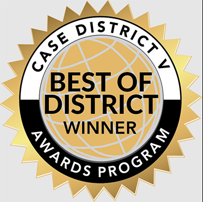 A badge for the CASE District V Awards Program, Best of District winner