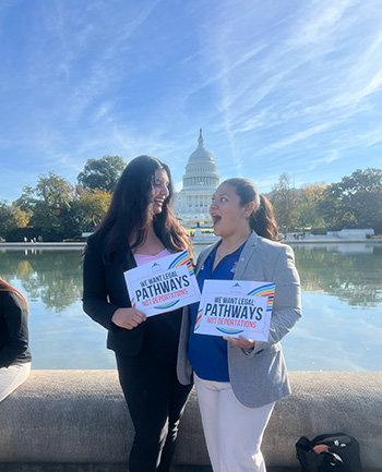 Cristal Guzman and another student at the Ignation Family Teach-in For Justice.