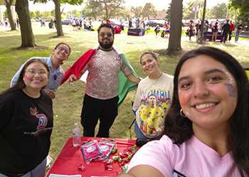 Cristal Guzman takes a selfie with the Latinx Student Union.