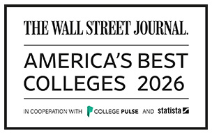 A badge for The Wall Street Journal's America's best Colleges 2026 rankings, in cooperation with College Pulse and Statista.