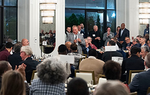 Tom Izzo speaks to attendees during the first Titans of Detroit fundraiser.