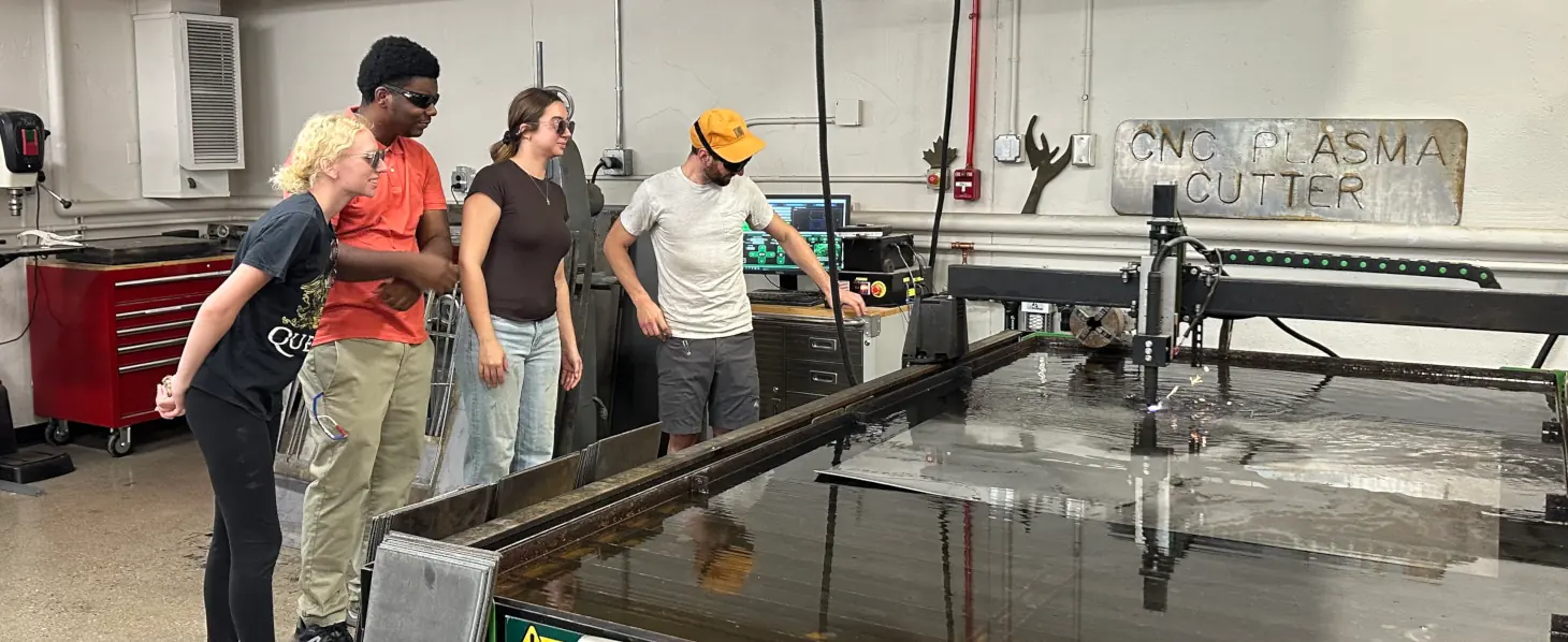 Students use a CNC plasma cutter