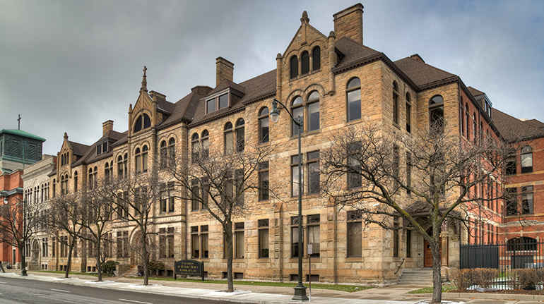 Law building riverfront campus