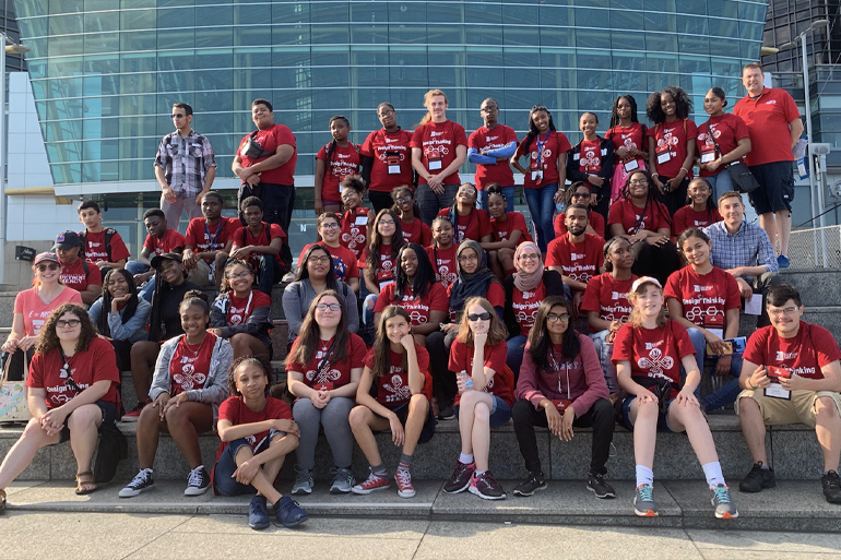 SEEC students in red t-shirts