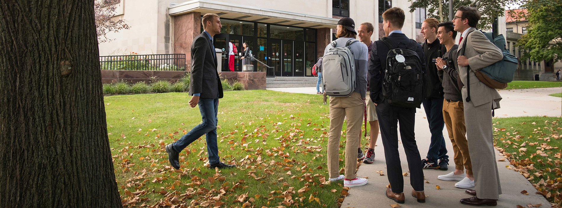 students walking on campus