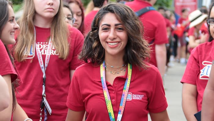 Freshman girl in detroit mercy redFr