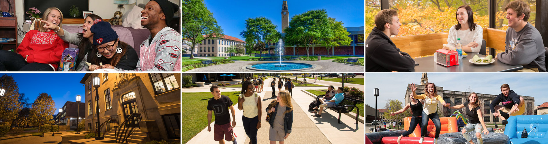 Campus life shots, students walking, chatting, laughing