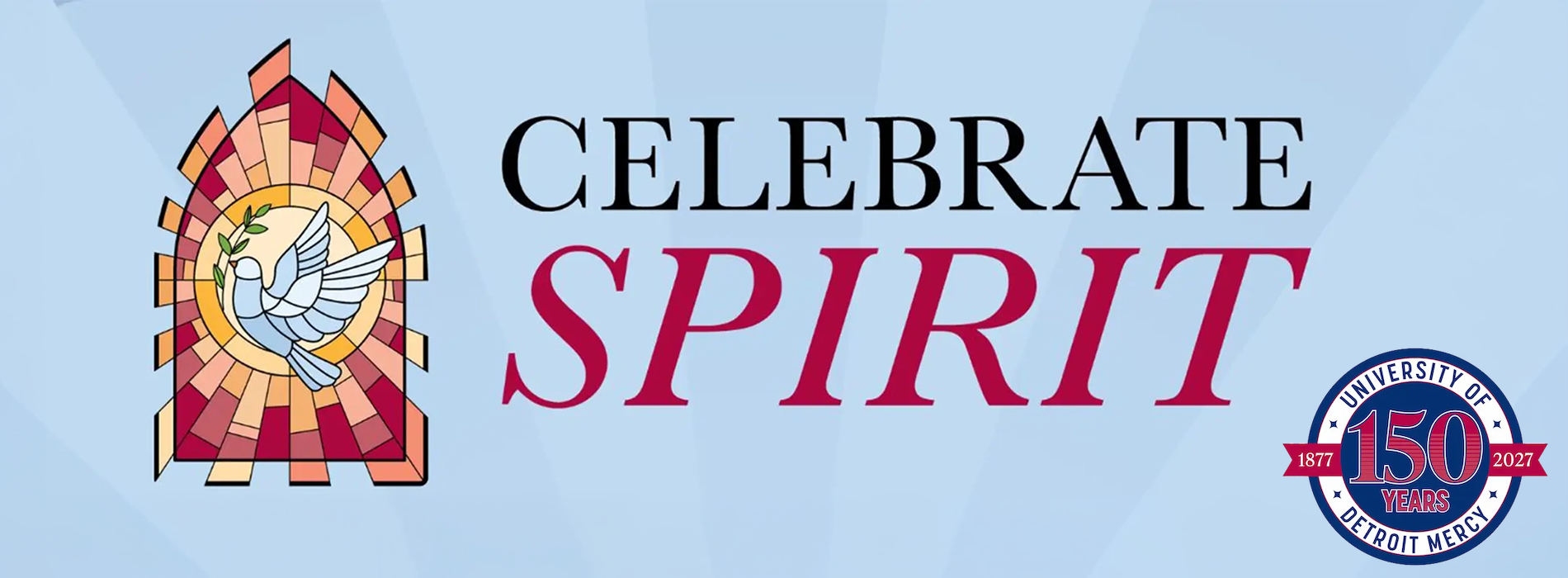 Celebrate Spirit banner with 150th anniversary logo