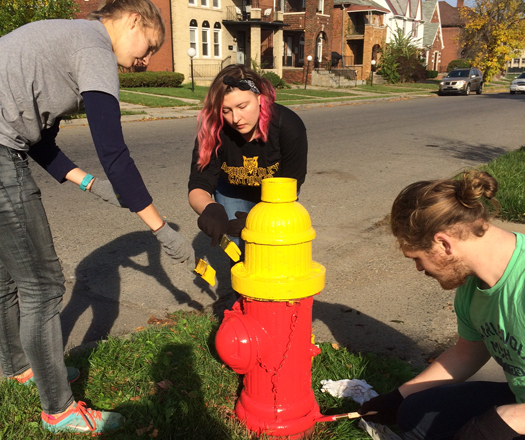 Students participating in Service Plunge