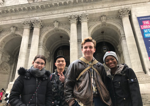 Detroit Mercy students (pictured from left to right) Emily Jones, Johnathan Zhu, Deej Oster and Phylisha Drayton represented The Varsity News (VN) at the College Media Association spring conference in New York City, March 7-10.