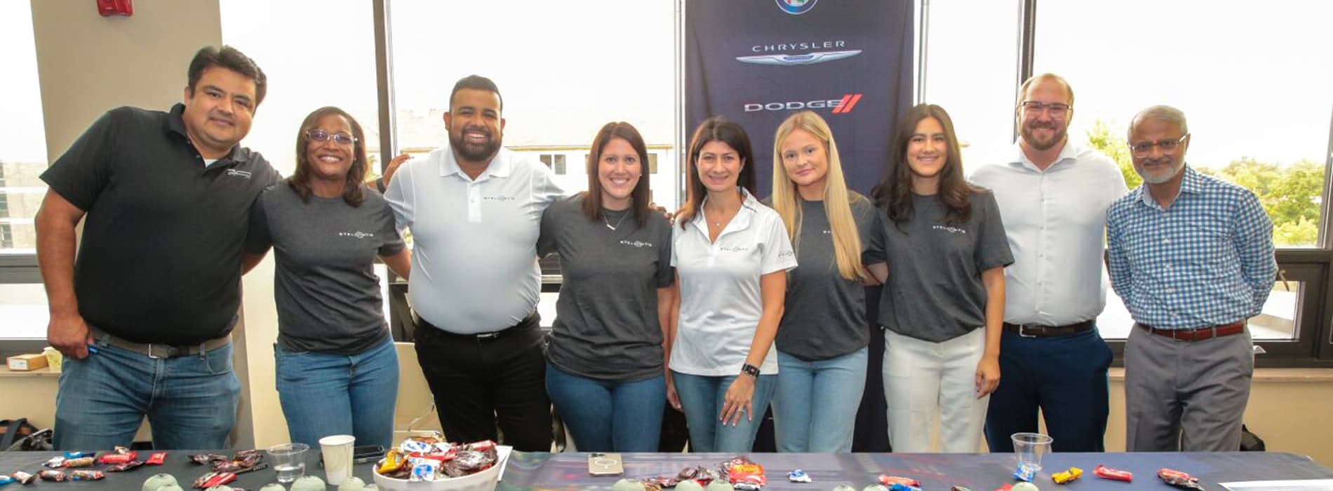 employer talking with student at career fair