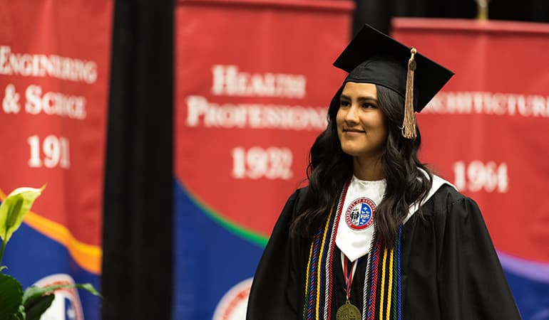 female student at commencement