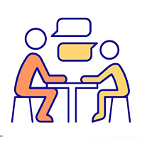 icon for persons talking across a desk