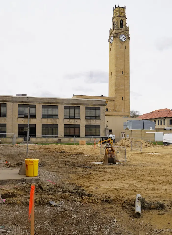 construction on the backside of the fitness center