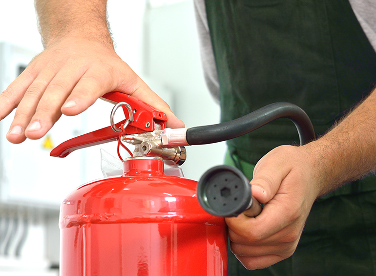 fire extinguisher in hands