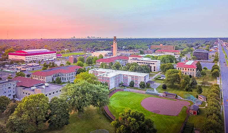 aerial view of mcnichols campus