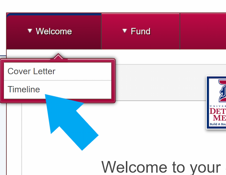 Screen shot of drop-down menu