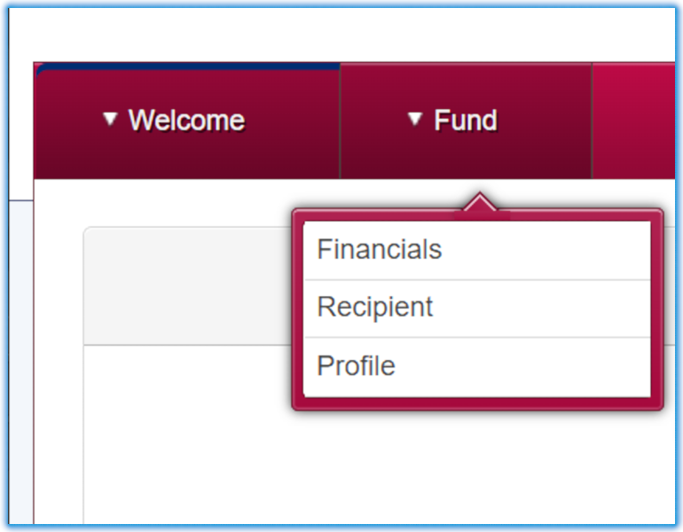 Screen shot of the Fund menu