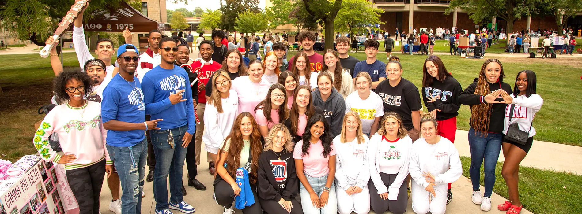 sorority and frat group posing for photo