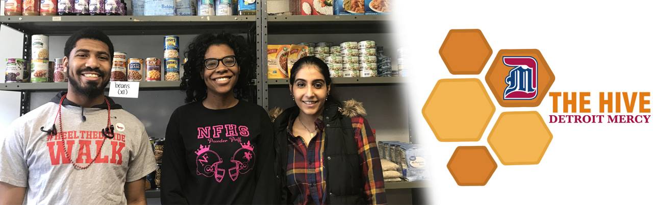 The Hive Banner image with students in front of the pantry