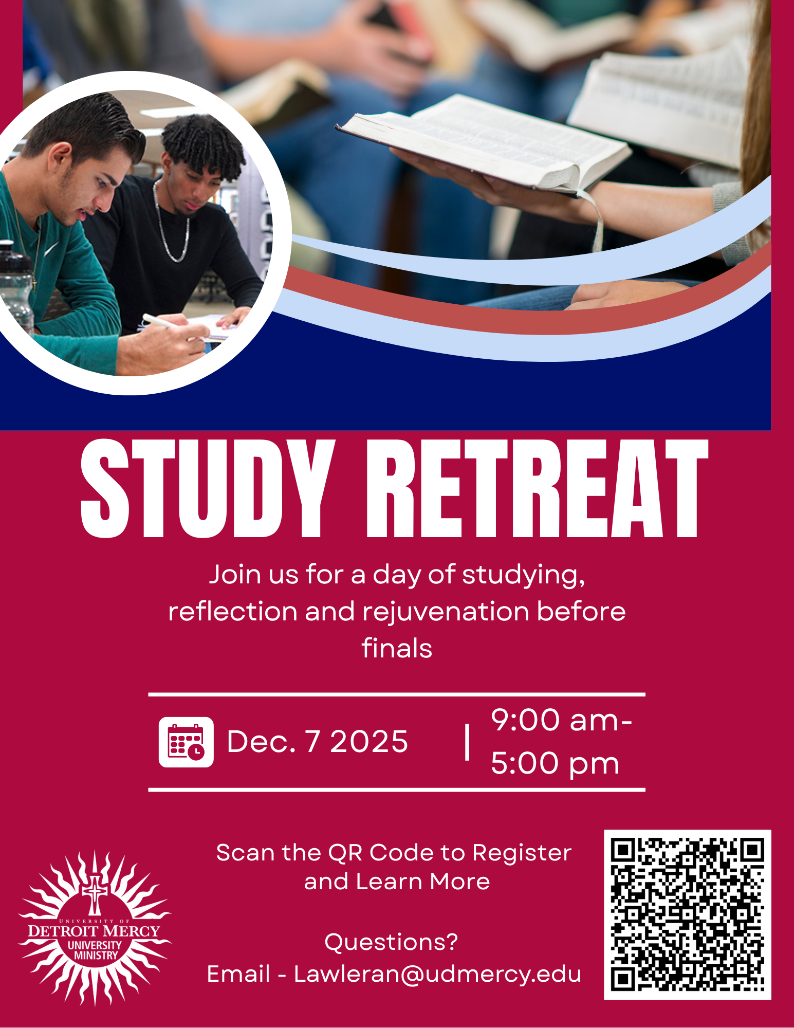 Study Retreat - Dec. 7 from 9 am to 5pm. at Maxis Spirituality Center, Scan QR Code to Sign Up