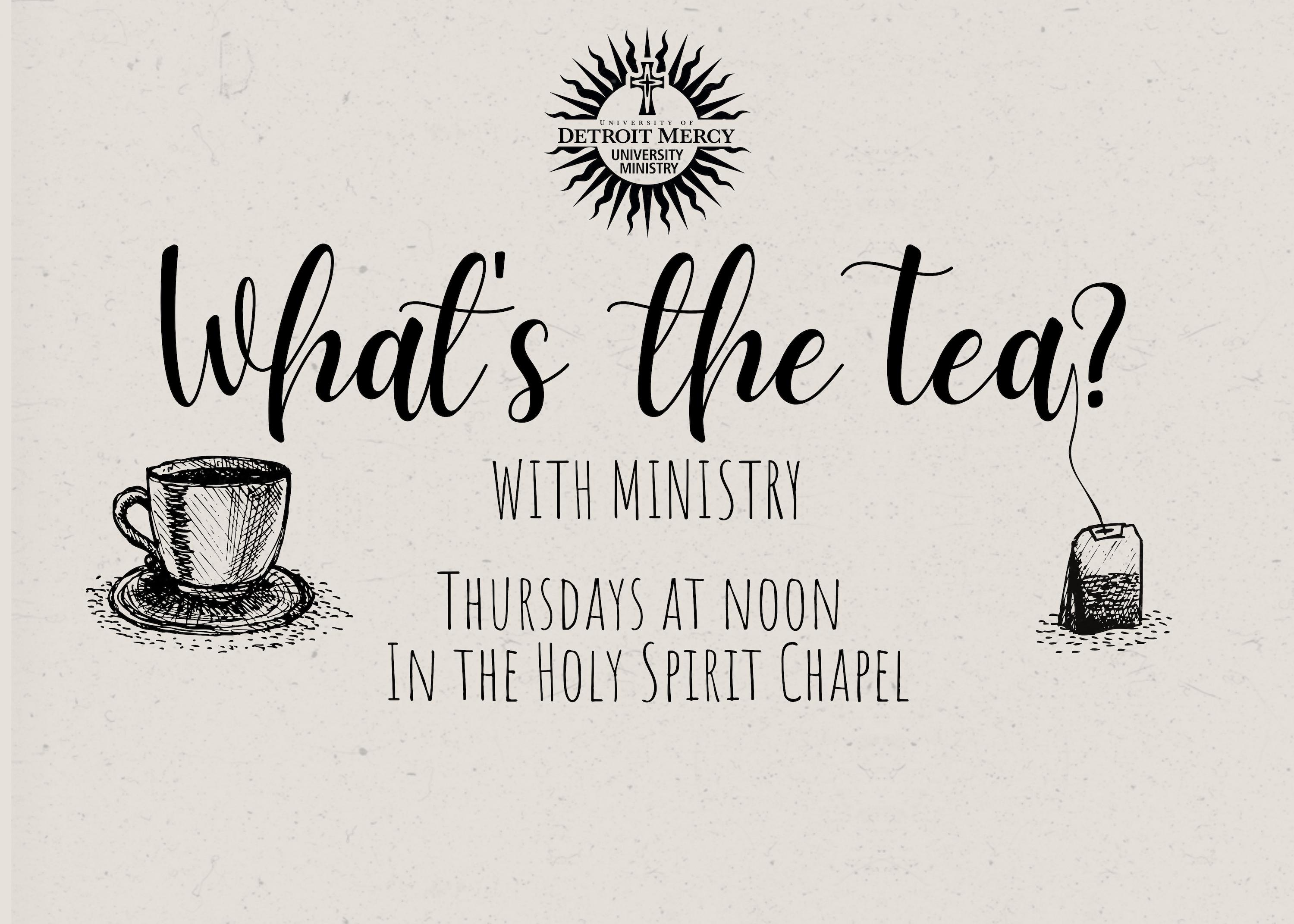 Flyer with a tea cup and Ministry logo
