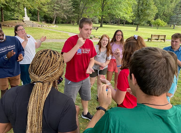 students at a retreat