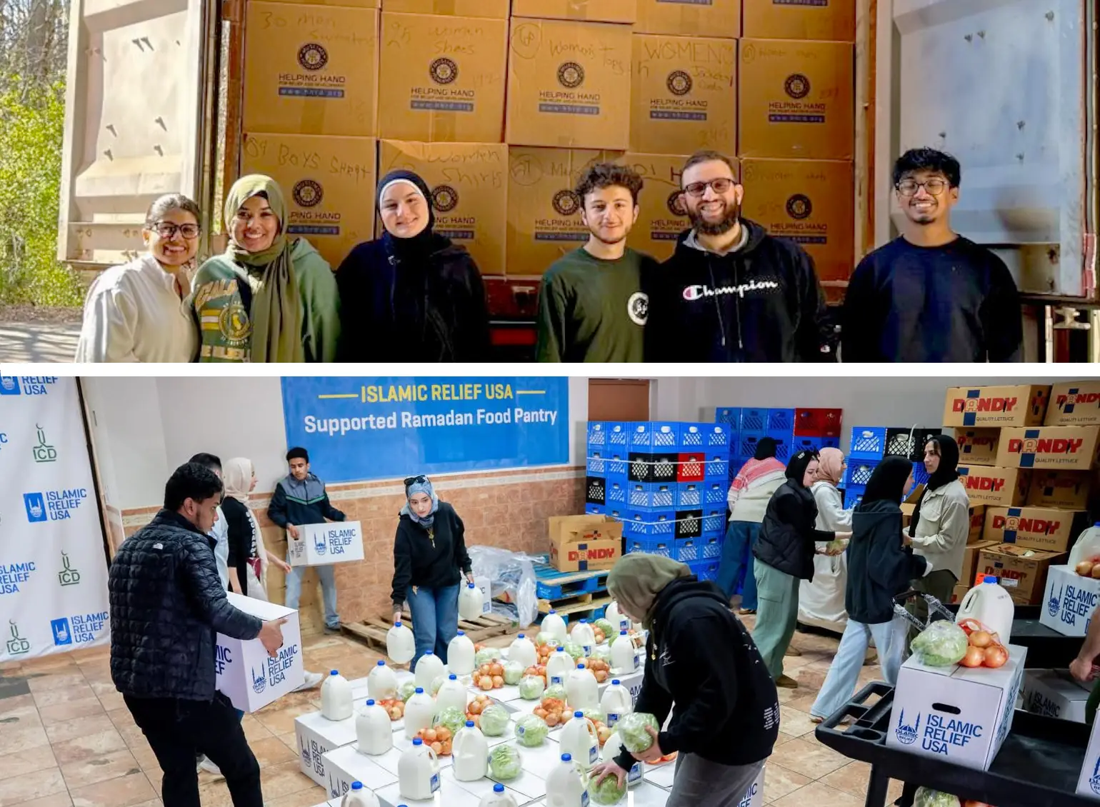 Students working to deliver supplies to people in need