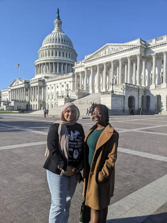 students outside the capital building