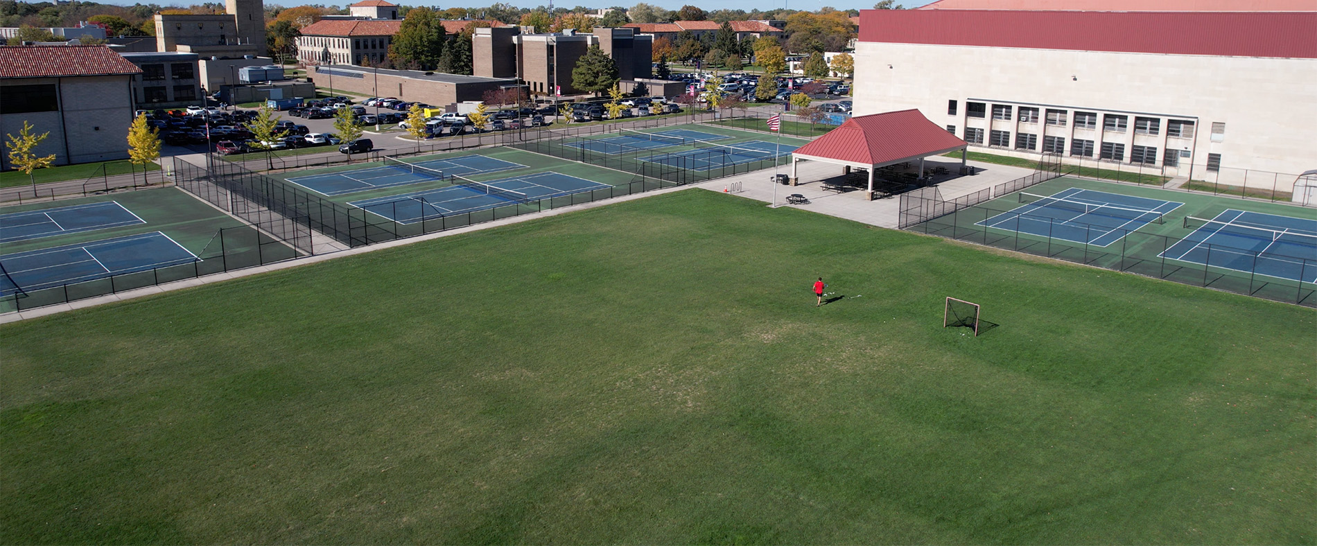 the tennis courts and fields on the mcnichols campus