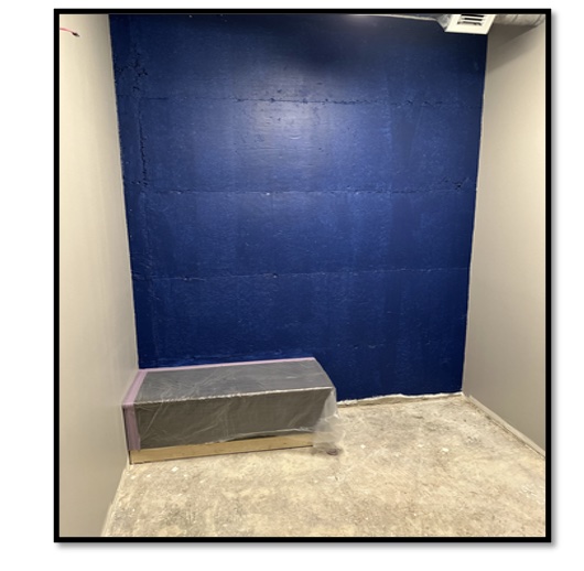 the changing room in the backstage area. 