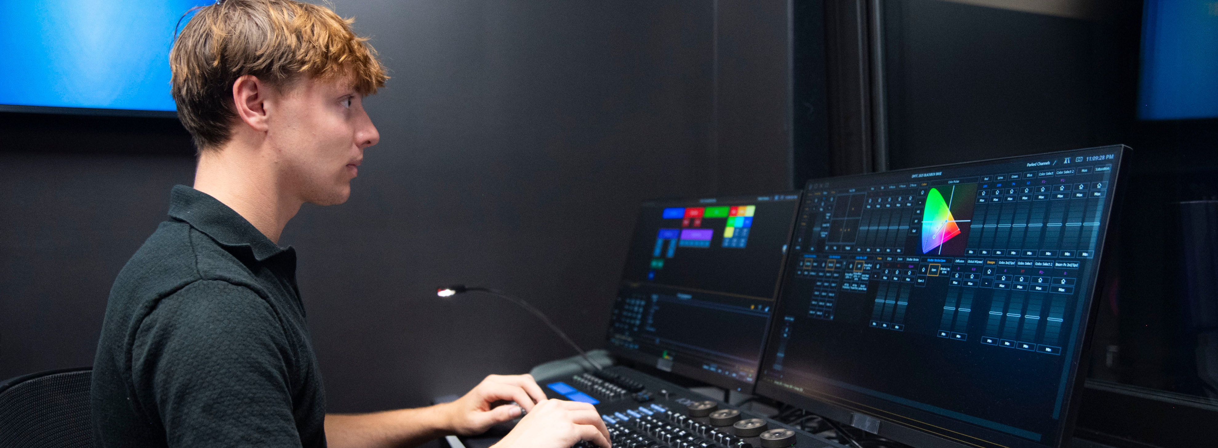 A person at a light board